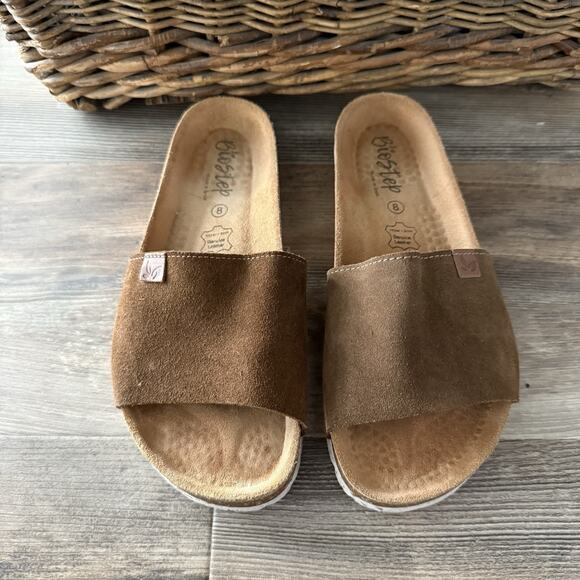 BioStep Sandals Women’s Size 8 Brown Suede Slip-On Comfort Slides Made in Spain - Picture 2 of 6